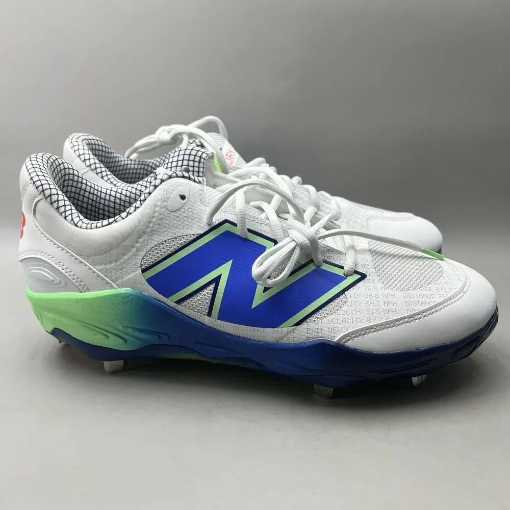 New Balance 3000v7 Baseball Metal Cleats Men Size 13 D White Blue Green Shoe NEW